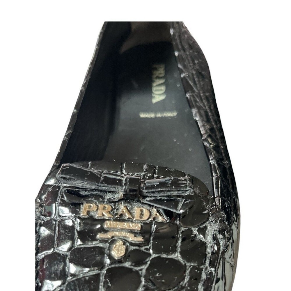 Prada Patent Leather Crocodile Print Moccasin Loafer Slip On Size EU 38.5 US 8.5 - Picture 6 of 6